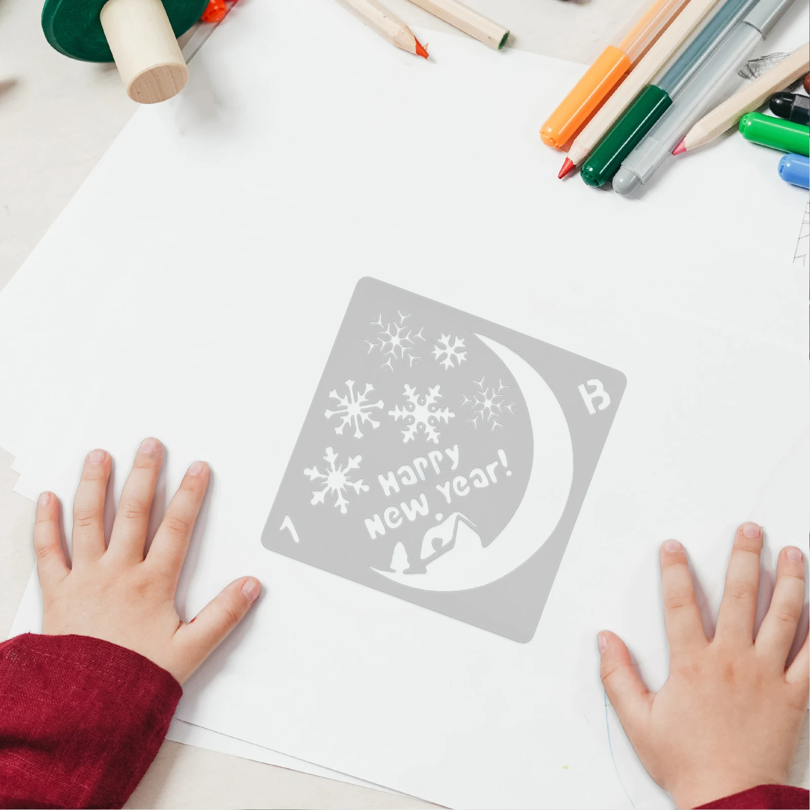 1 Set Templat Grafiti Semprotan Dekoratif Pola Elemen Natal Lukisan Seni Dapat Digunakan Kembali Plastik Cetak Serbaguna