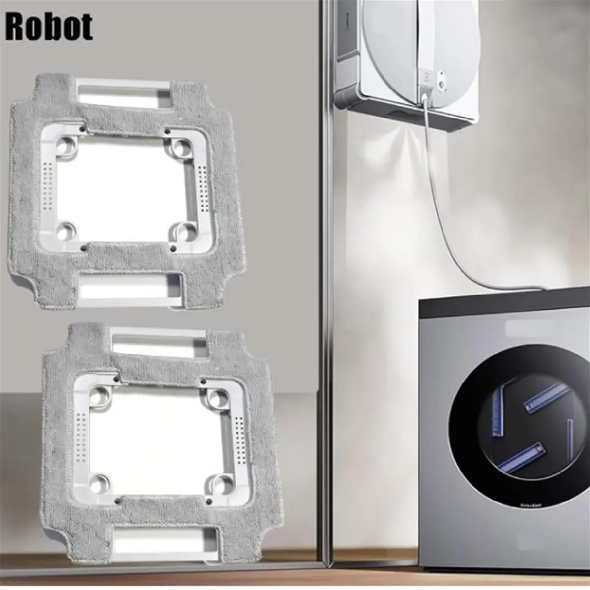 a20z-winbot-w3-omni-窓掃除ロボット用-w3-オムニモップホルダー-モップパッド、洗えるマイクロファイバーモップ