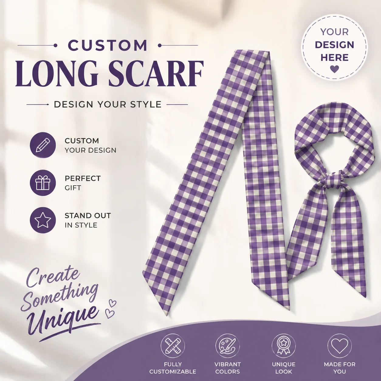 50PCS Custom Design Long Ribbon Scarf 128x7.6cm Easy Care Washable Women Skinny Tie Chic Bag Handle Wrap Bulk