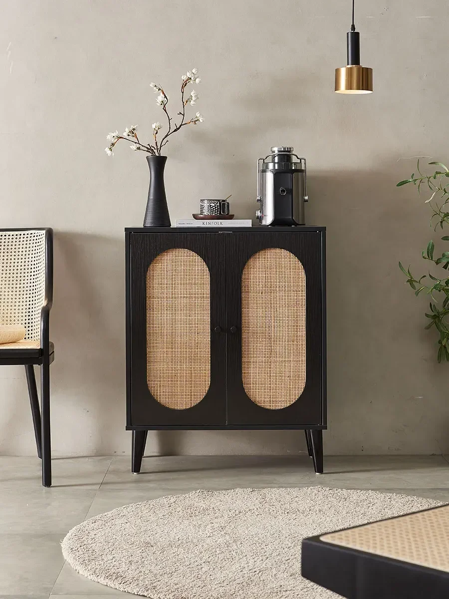

Rattan Simple Retro Style Storage Cabinet Home Living Room Japanese Style Entrance Cabinet