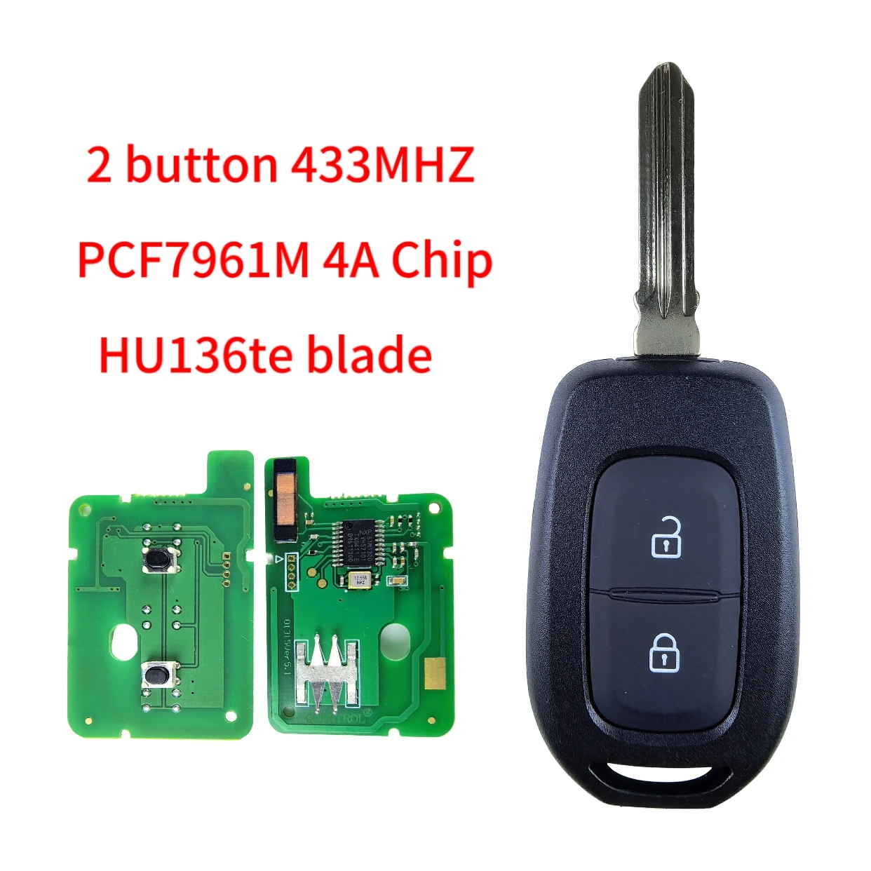 Jingxin 4A PCF7961 Chip 433Mhz 2/3-Tasten Autoschlüssel für Renault Sandero Logan Lodgy Dokker für Dacia Duster Smart Control Key – Detail 9