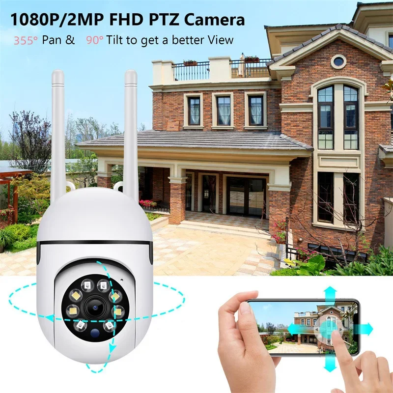 كاميرا مراقبة منزلية ذكية ، CCTV HD ، شاشة أمان لاسلكية ، رؤية ليلية ملونة ، تتبع بشري ، PTZ ، WiFi ، 5 ميجابكسل