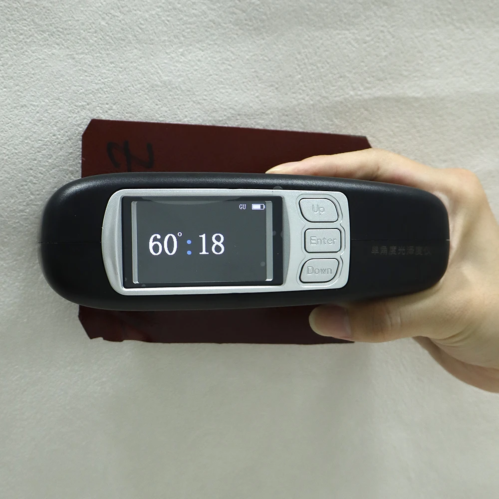 

Handheld glossiness tester for 60 ° stone, leather, fabric, and metal glossiness testing