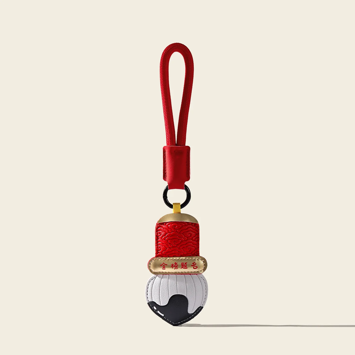 Fashion Wish You Success Chinese Style Culture Leather Writing Brush Key Chain Cute Red Blue Golden Color Students Brush Keyring
