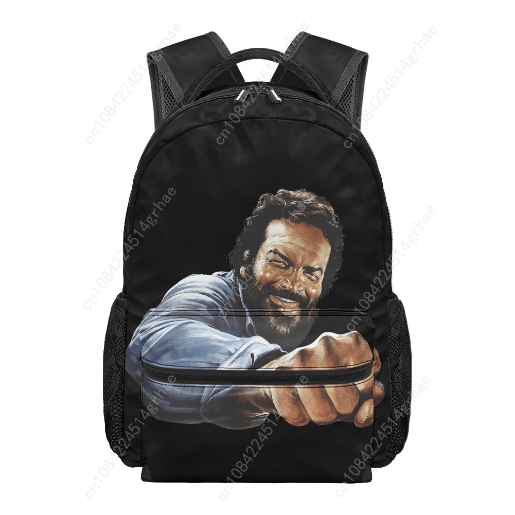 Terence Hill All-over Print Student Backpack Custom Casual Suitable for Travel Camping Lightweight Easy To Clean Bud Spencer