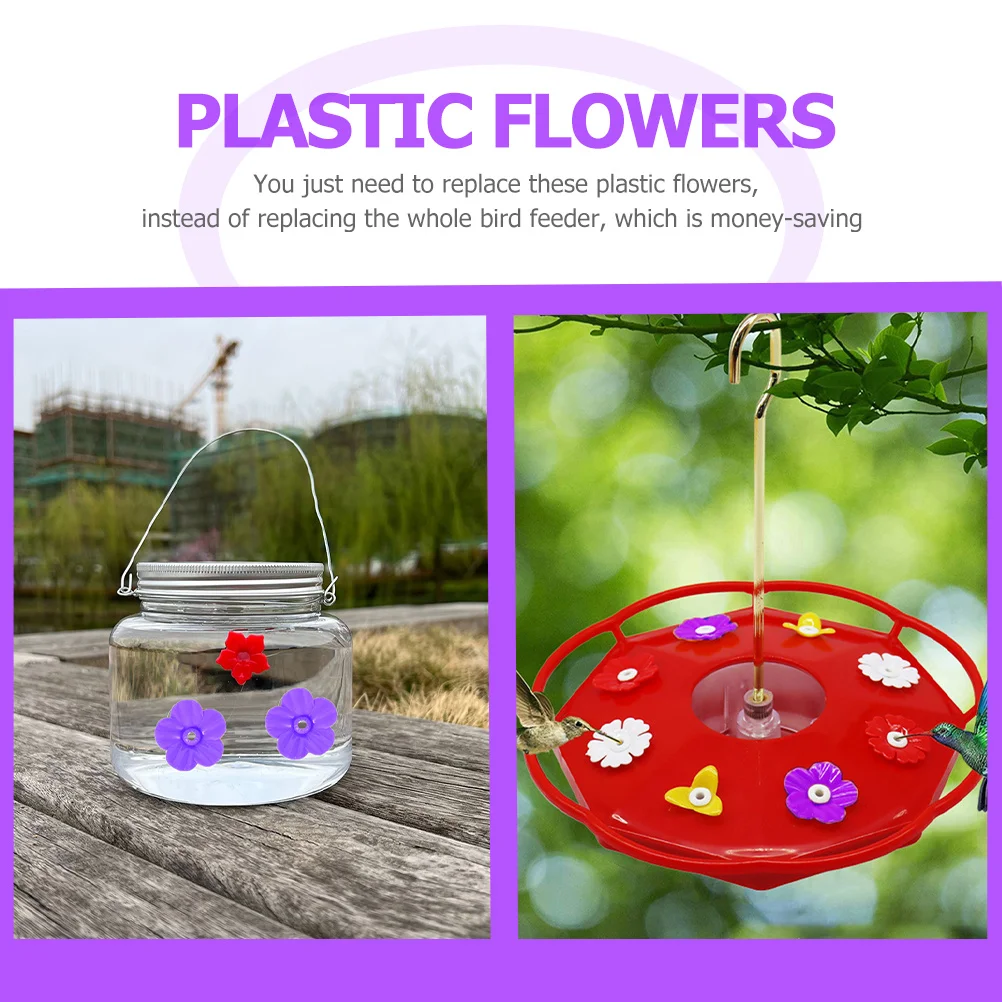 

18Pcs Plastic Hummingbird Feeder Flowers Replacement Outdoor Bird Feeder Flower Shape Feeding Port Bird Feeding Supply Parts