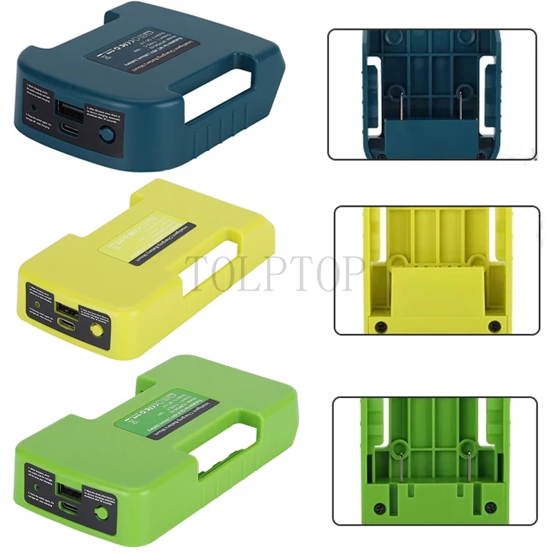 USB قوة البنك مهايئ شاحن لماكيتا/ريوبي/الأخضر 40 فولت بطارية ليثيوم أيون نوع-C ميناء بطارية تخزين حامل أرفف