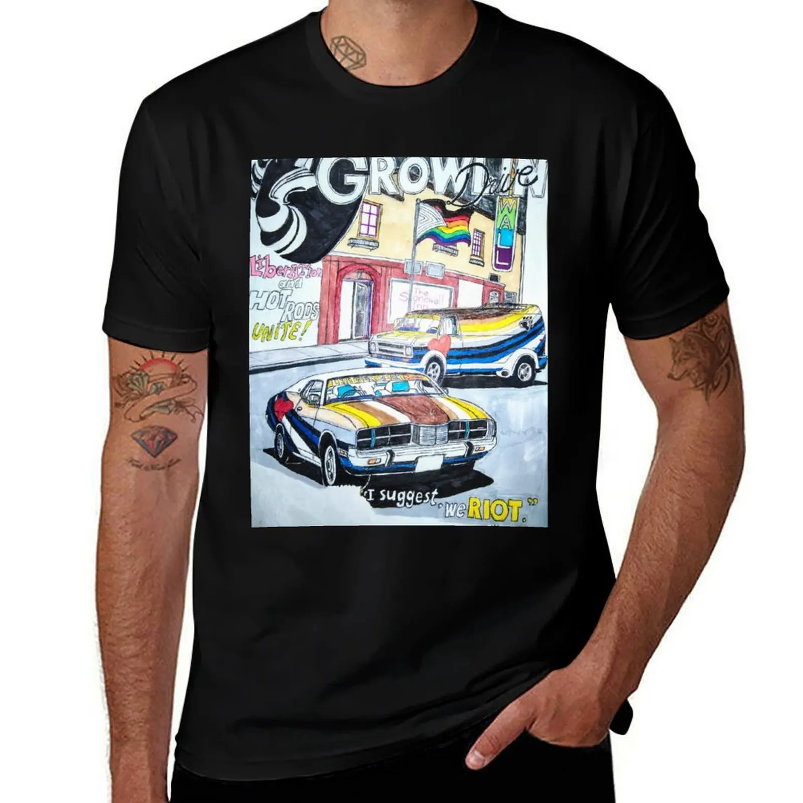 Growlin' Drive T-Shirt Vintage Style Printed Top