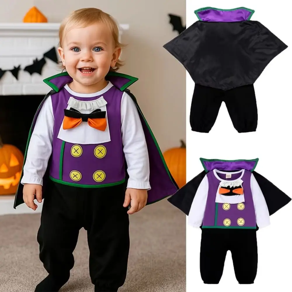 

Костюмы летучей мыши на Хэллоуин с плащом, хлопковая детская одежда на Хэллоуин, удобный комбинезон для младенцев с длинными рукавами, праздничное платье на Хэллоуин