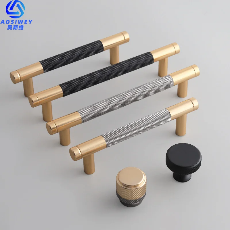 Aluminium Gold Black Furniture Door Handles Two-color Kitchen Cupboard Drawer Knobs European TV Cabinet Handle Hardware