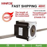 57 through-type linear screw stepper motor 100MM 200MM 57HA56-T10 screw 56MM cylinder movement screw rod telescopic walking