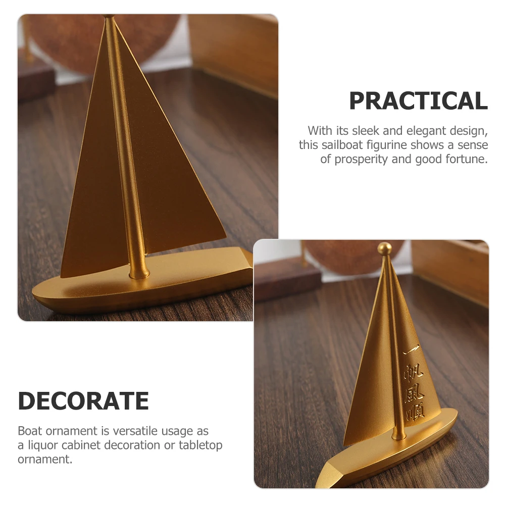 

Brass Sailboat naments Home Decor Chinese Figure Cabinet Living Room Desk Accessories Boat Decorations Brass Figurine