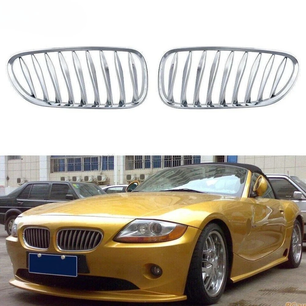 For-BMW Z4 E85 E86 2003-2009 Car Front Bumper Kidney Front Fence Grill Grille ABS Chrome 51117117757 51117117758