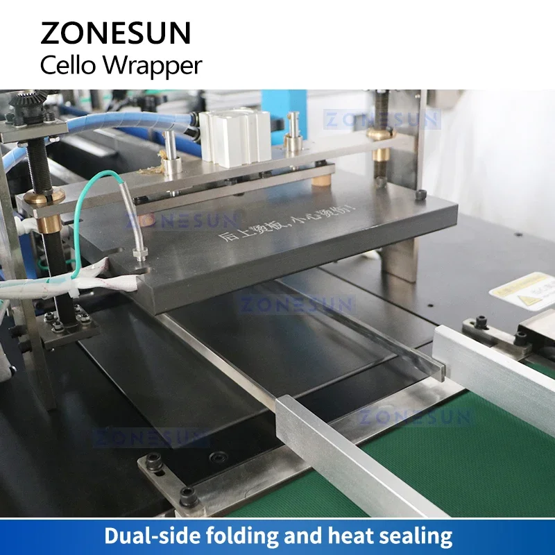 ZONESUN Automatic Cellophane Wrapping Machine Cello Wrapper Sealer Boxes Overwrapping Product Packaging Equipment ZS-MSFM750A