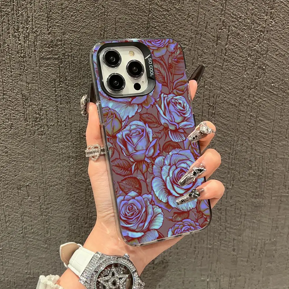 

Rose flower pattern Phone Case case for iPhone17 16 15 14 13 12 11 Pro/ Max/Plus shock-proof rear cover anti-fingerprint
