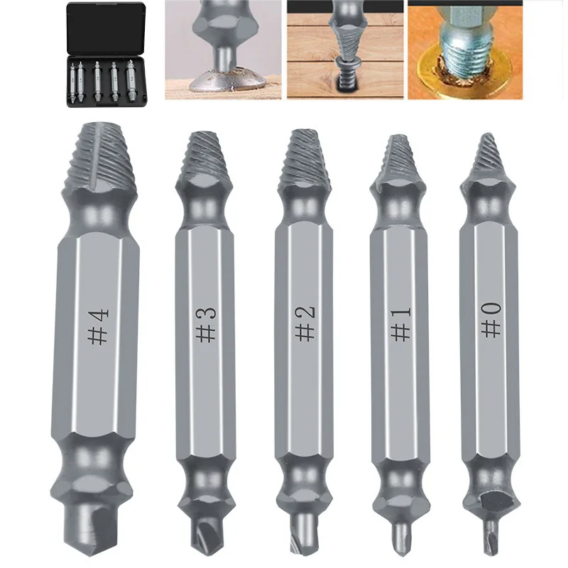 5 sets of double-headed screw sliding teeth removal tool S2 remover, screwdriver batch head broken wire maintenance tool