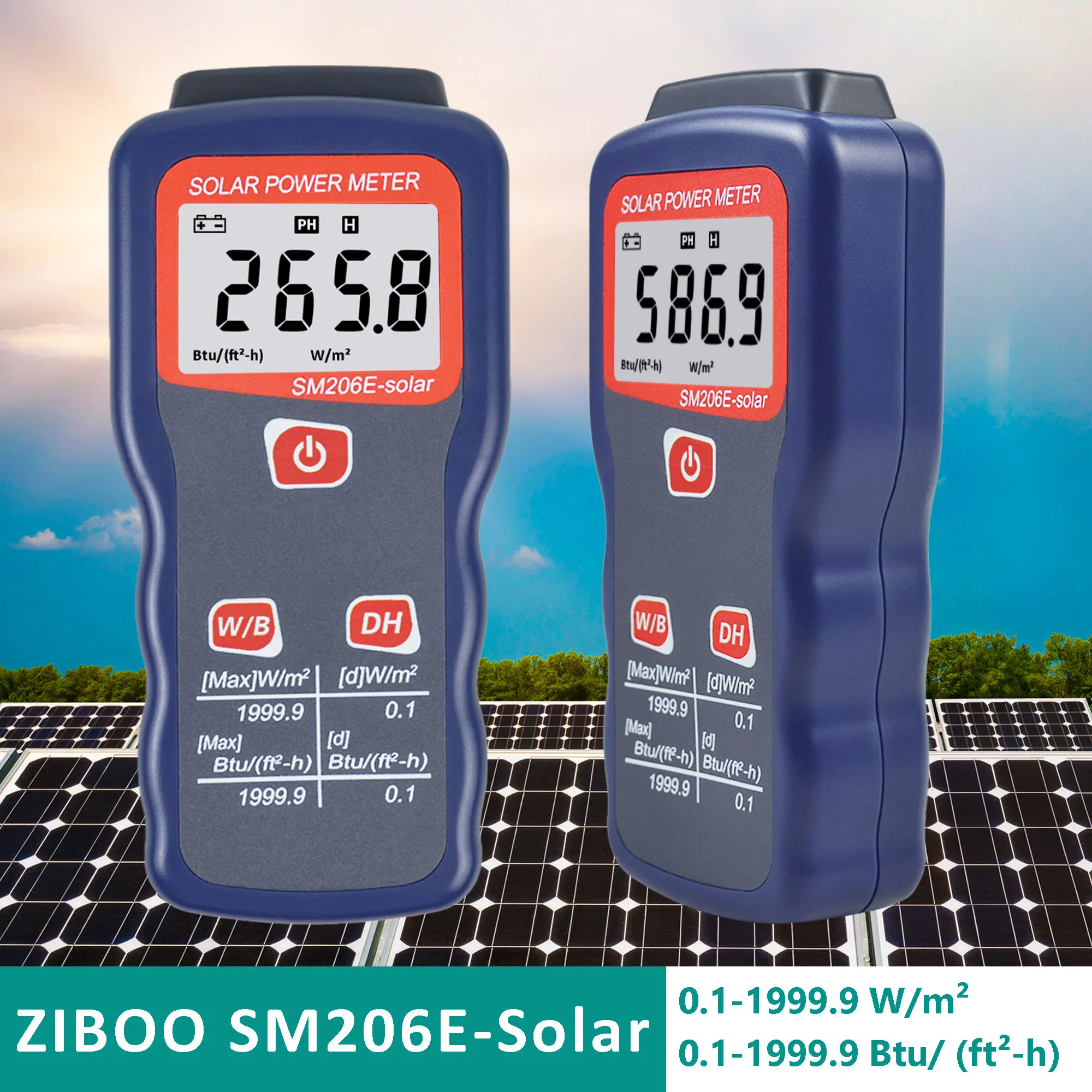 ZIBOO الطاقة الشمسية الطاقة الشمسية متر ضوء متر الشمسية SM206E اختبار الإشعاع البصرية البحوث الشمسية الزجاج شدة الضوء.