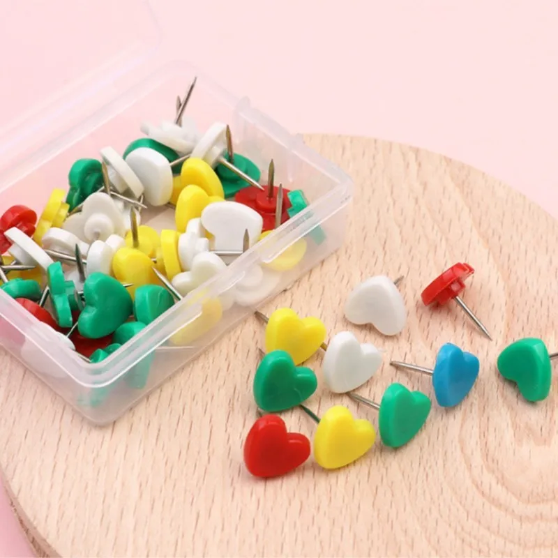 Wholesale High Quality 50PCS Assorted Transparent Colorful Making Thumbtack Pins Cork Board Office School Stationery Push Pin