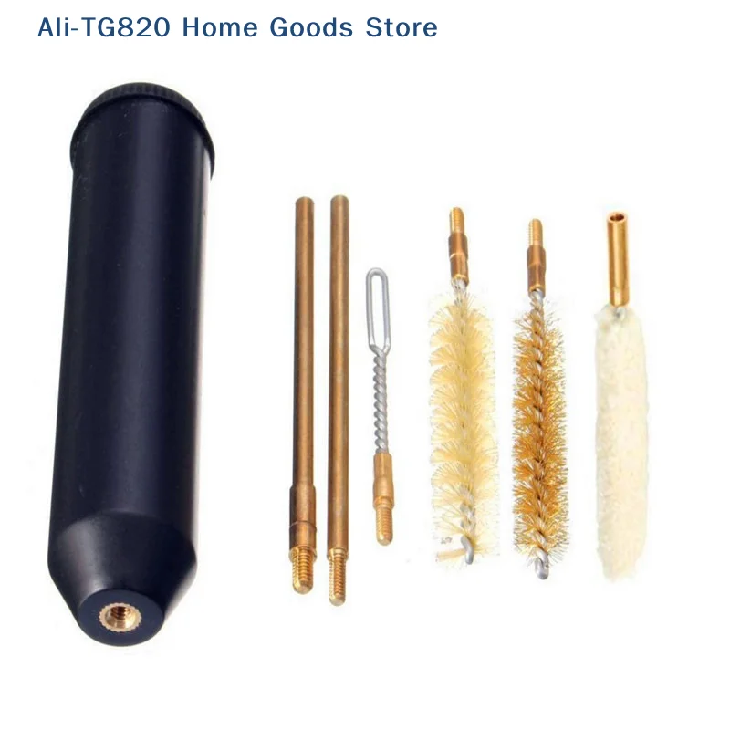 [TG820] Kit de Limpieza de Pistola de 7 Piezas, 9 mm, Negro, Cepillo y Varilla para Limpieza de Armas, 22/45/357/9 mm