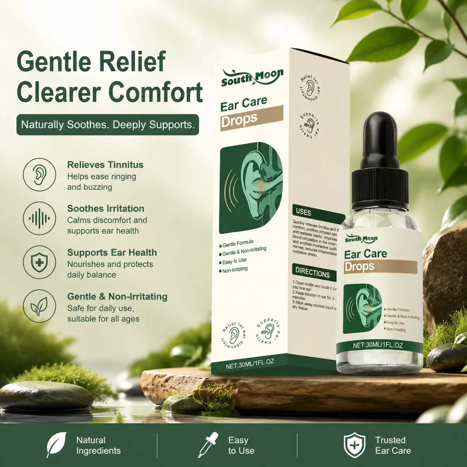 30ml Ear Care Drops Non-Irritating Tinnitus Relief Drops Soothe Ear Discomfort Daily Ear Health Gentle Care For Use