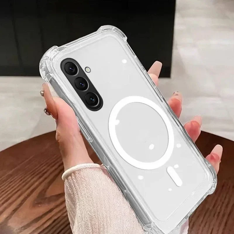 Case For Samsung Galaxy A26 A17 transparent magnetic cover original clear airbag shockproof cover For Samsung Galaxy A27 shell