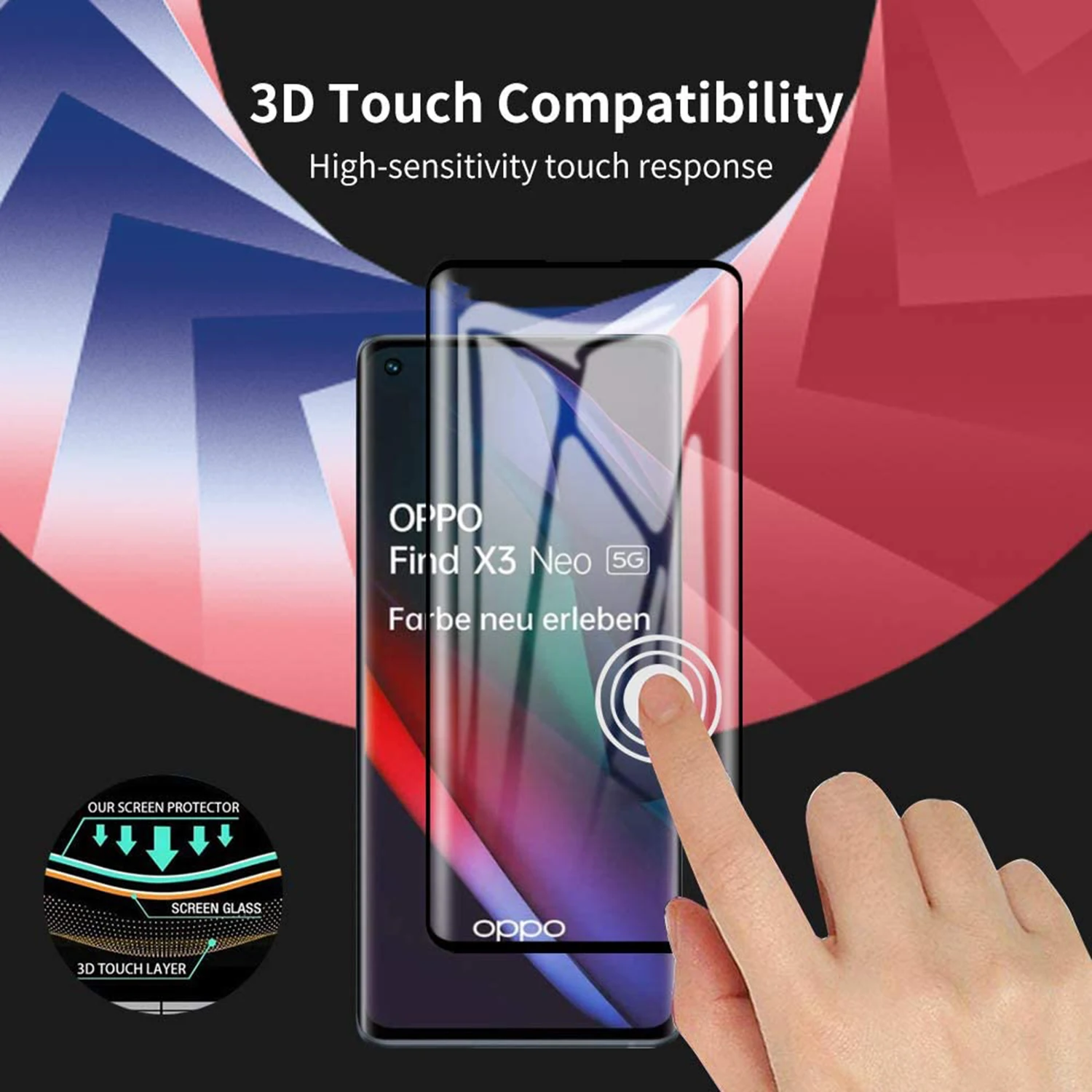 1/4Pcs 3D Screen Protector Glass For OPPO Find X3 Neo Tempered Glass Film