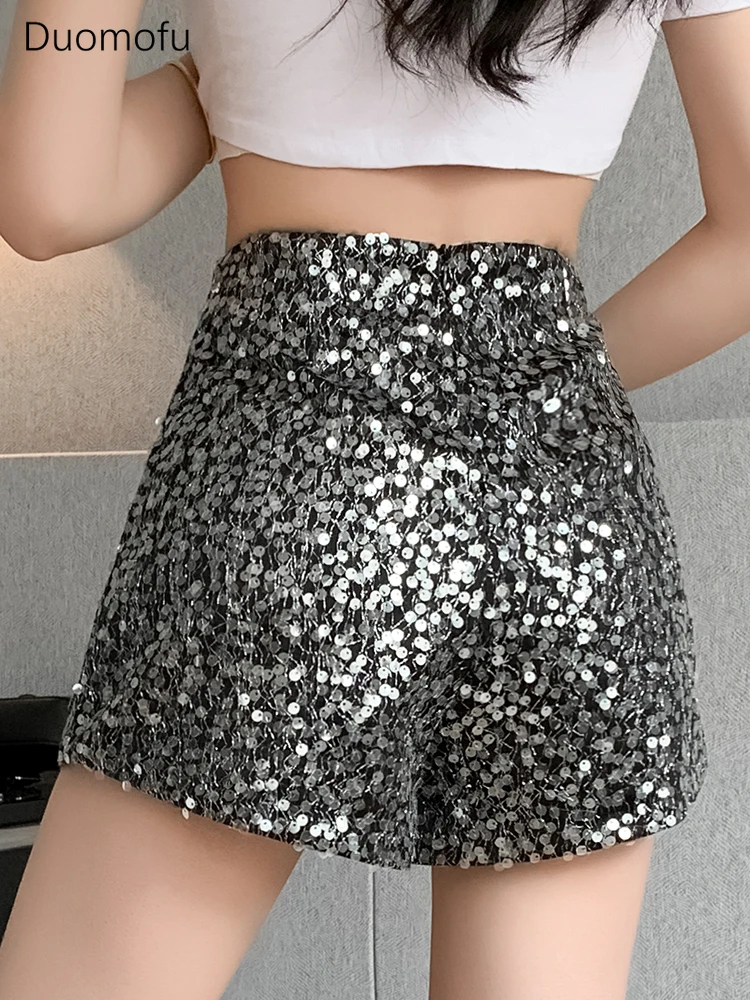 Duomofu Heavy Bling Bling Sequins Shorts High Waist Elegant Girls Y2K Shorts Fashion Hot Shorts Streetwear Pole Dancing Outfits