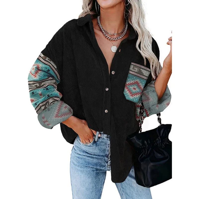 Women's Bohemian style long-sleeved shirts for autumn/winter 2022 are loose, comfortable and warm