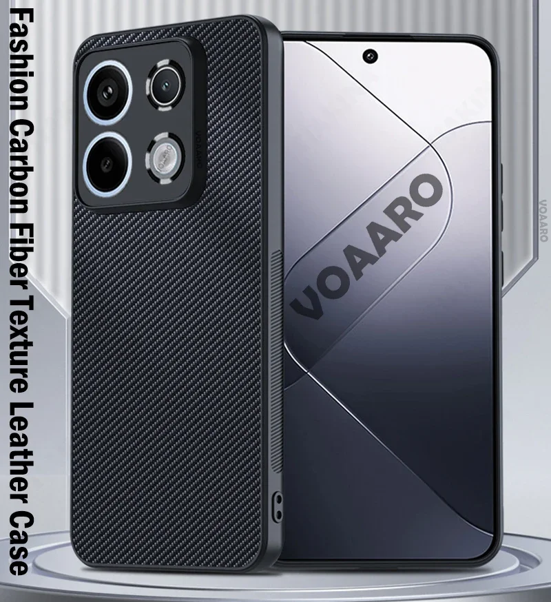 Fashion Leather Capa for POCO M6 Pro 4G Case Funda for Xiaomi Redmi Note 13 Pro 4G Case Carbon Fiber Texture Shockproof Cover