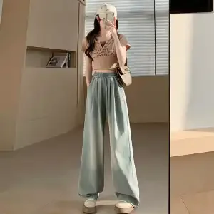 Large Size Jeans Women Summer Thin Section Wide Leg Straight Wide Loose Tight High Waist Slim Soft Wide
