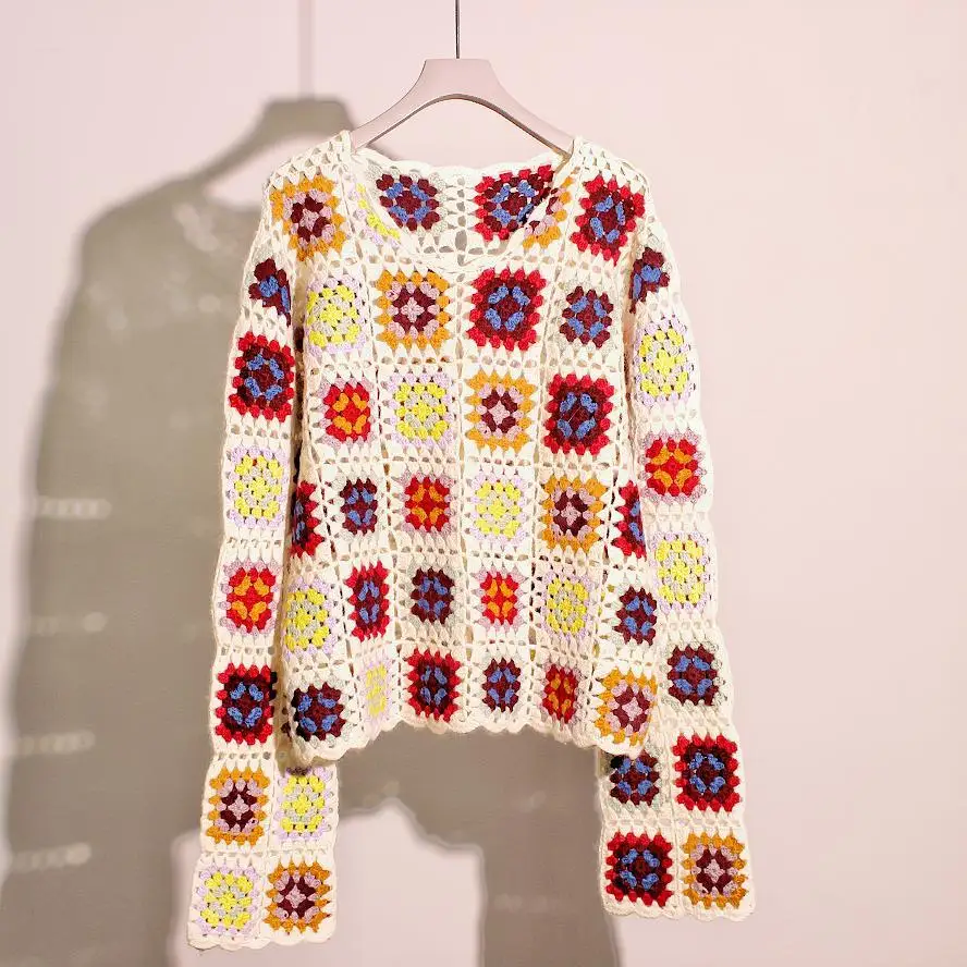 

TIYIHAILEY вязаное крючком пальто женское ручной работы осенне-зимняя верхняя одежда свободное пальто с длинными рукавами свитера на заказ шерсть 2025