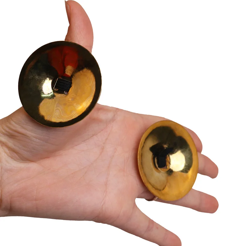 2pcs Copper Finger Cymbals Small Finger Cymbals Belly Dancing Mini Cymbals Musical Instrument Saucers Dance Accessories