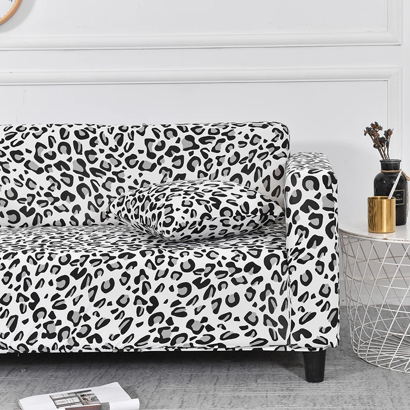 Leopard Pattern Slipcovers Stretch Plaid Sofa Cover for Living Room Couch Armchair Cover Furniture Protective Cover 1/2/3/4-seat