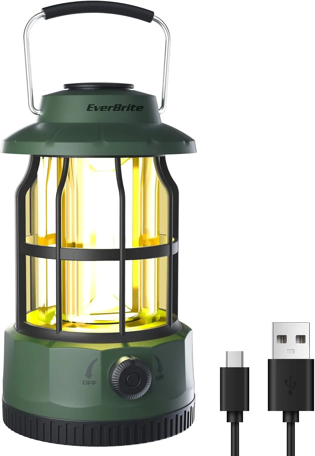 

Vintage LED Camping Lantern with Stepless Dimming, USB C Rechargeable for Power Outages and Emergency