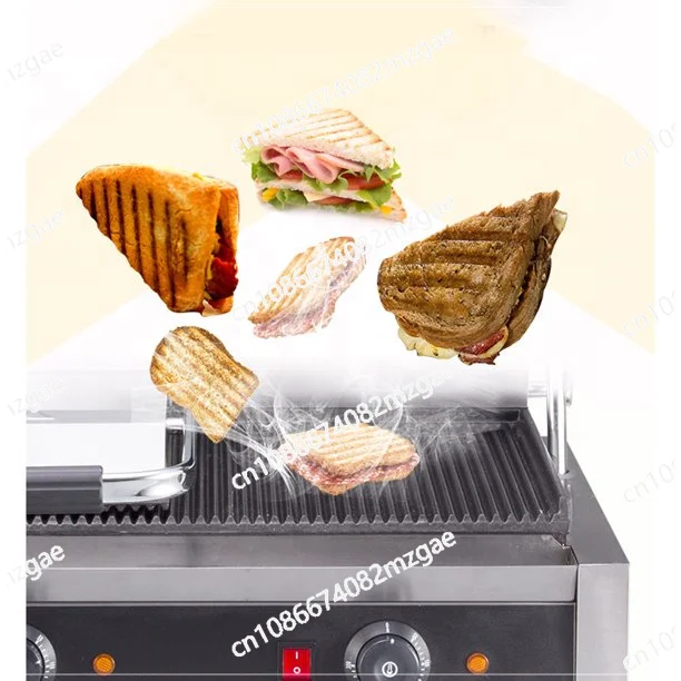 

Commercial Electric Panini Grill Machine Two Plate Manual Press Griddle Cooker for Hotel and Restaurant Kitchen Use