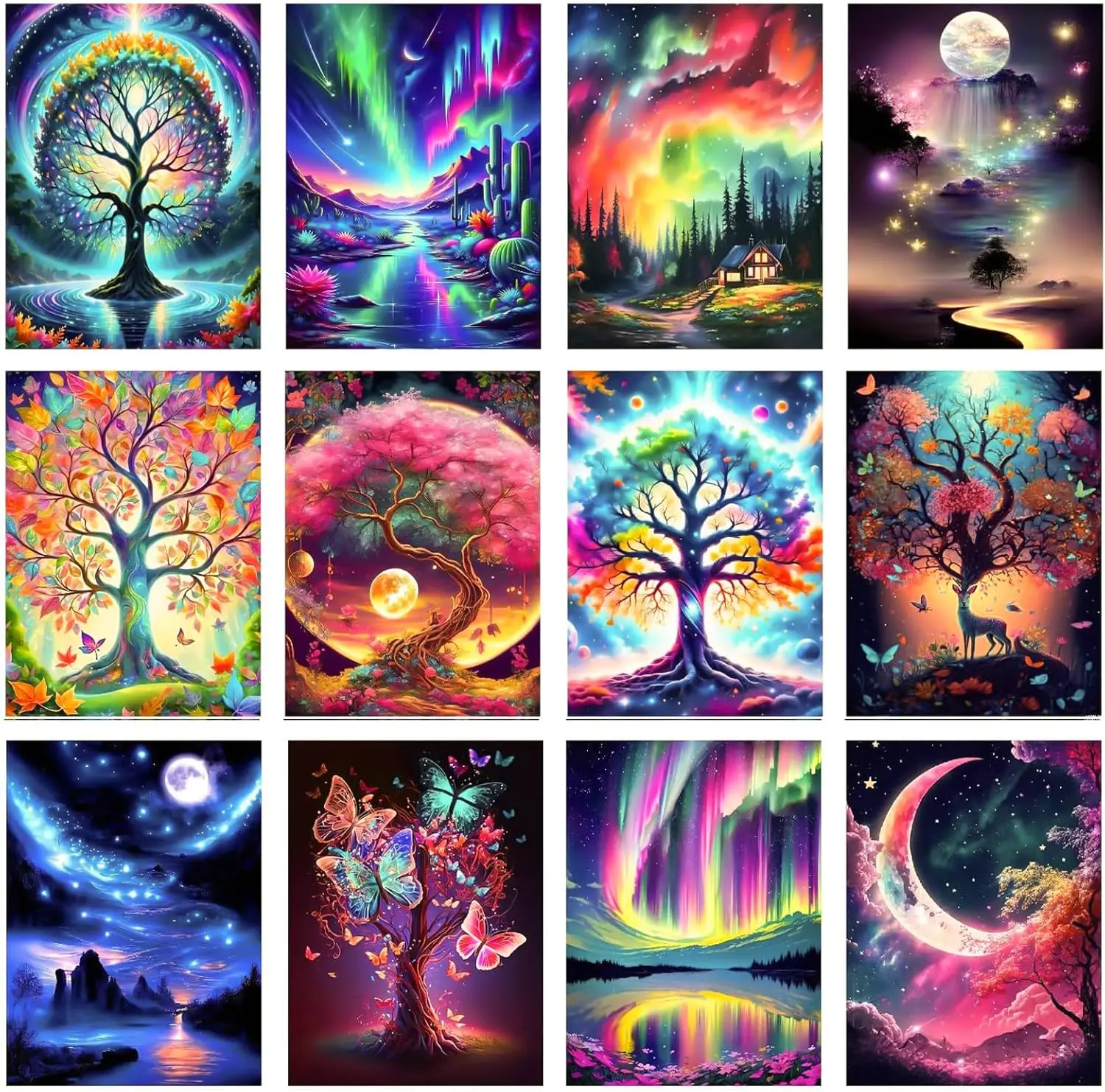 

12 Pack Diamond Painting Kits for Adults,Moon Landscape Diamond Arts Kits for Adults,5D Diamond Painting Kits Diamond Dots