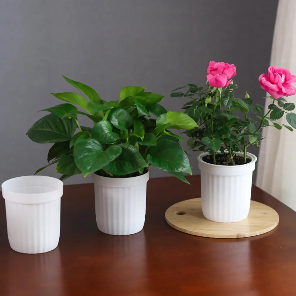 

5Sets Automatic Water-Absorbing Plastic Flowerpot Self-Watering Planter Rust-Resistant Plant Container Simple Installation