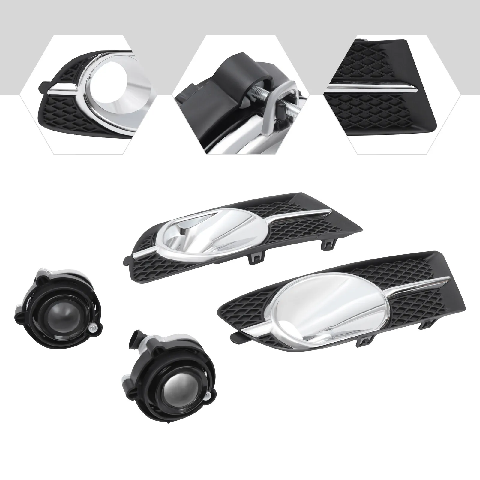 

2012-2017 Buick Verano Fog Light Trim Covers (4Pcs) - Front Bumper ABS Kit, Easy Clip-On