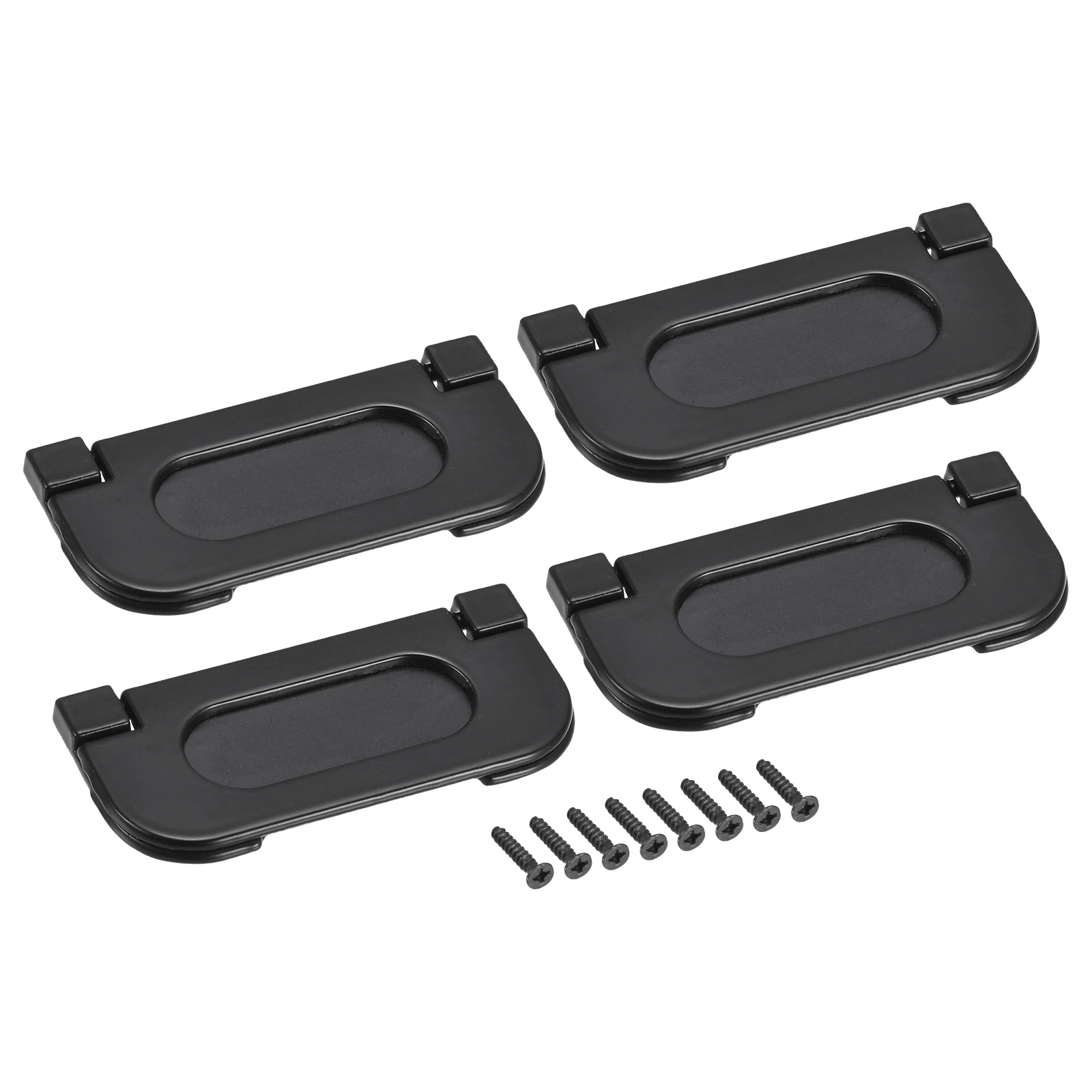 4pcs Finger Flush Pull Handle 74x34x5mm Rectangle for Drawer Door Black