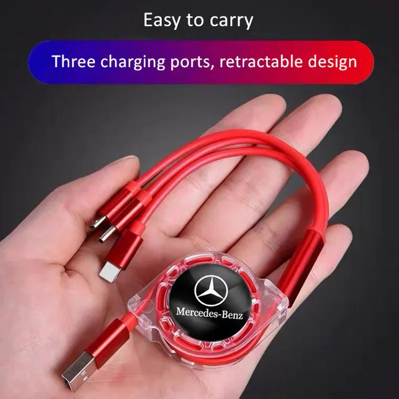 Car 3-in-1 Micro Data Wire USB Type C Fast Charger For Mercedes Benz AMG W203 W206 W220 W205 W211 W212 W201 W210 W108 GLA GLC