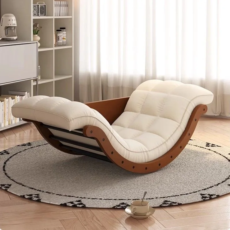 Mecedora Moon ins wind, sofá perezoso, nuevo sillón reclinable multifuncional de madera maciza para balcón, silla de ocio individual retro
