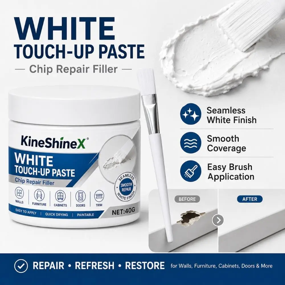 White Furniture Touch-Up Paste With Brush Instants Fix For Scratches-Dent Fast Drying And Non-Shrinking Home Diy Restoration