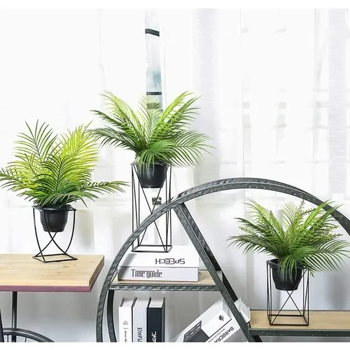 Nettenevime Artificial Flower Palm Metal Matte Black Plug Areca Artificial Plant Living Room Flower 9 Leaf