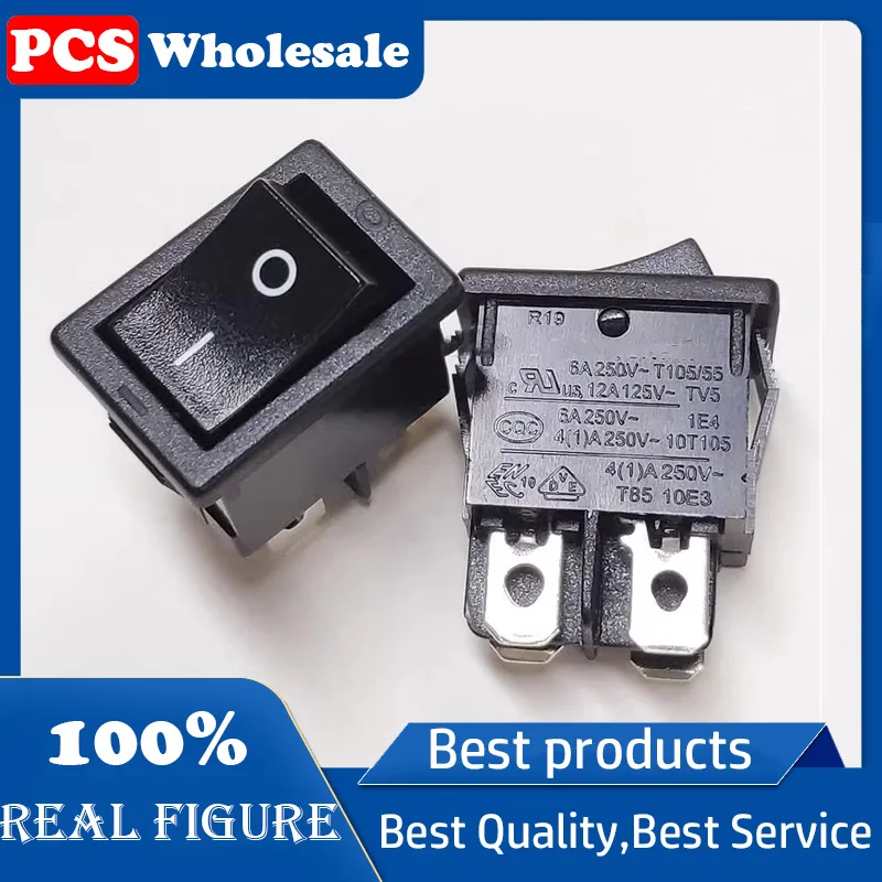 Original imported Taiwan R19 ship type power switch 4 pin 2 speed on/off Black green red warping switch 6A