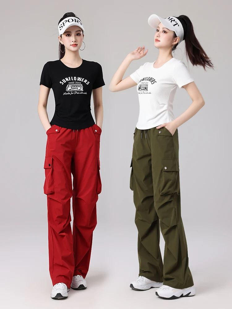 

New Square Dance Sportswear Set Women's Faion Summer ort Sve Fitn Aerobics Dance T Performance Outfit Casual Set