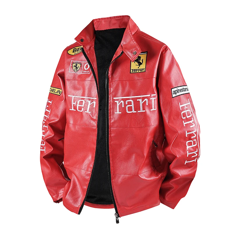 F1 Team Racing Suit PU Leather Jacket Embroidered Baseball Clothing Couple Jackets Cotton Coats For Ferrari F458 F430 F8 F12 488