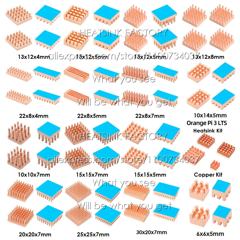 5 Buah Penyerap Panas Tembaga Murni Pendingin Radiator untuk Raspberry / Banana Pi Elektronik CHIP Printer 3D IC MOS dengan Alas Termal