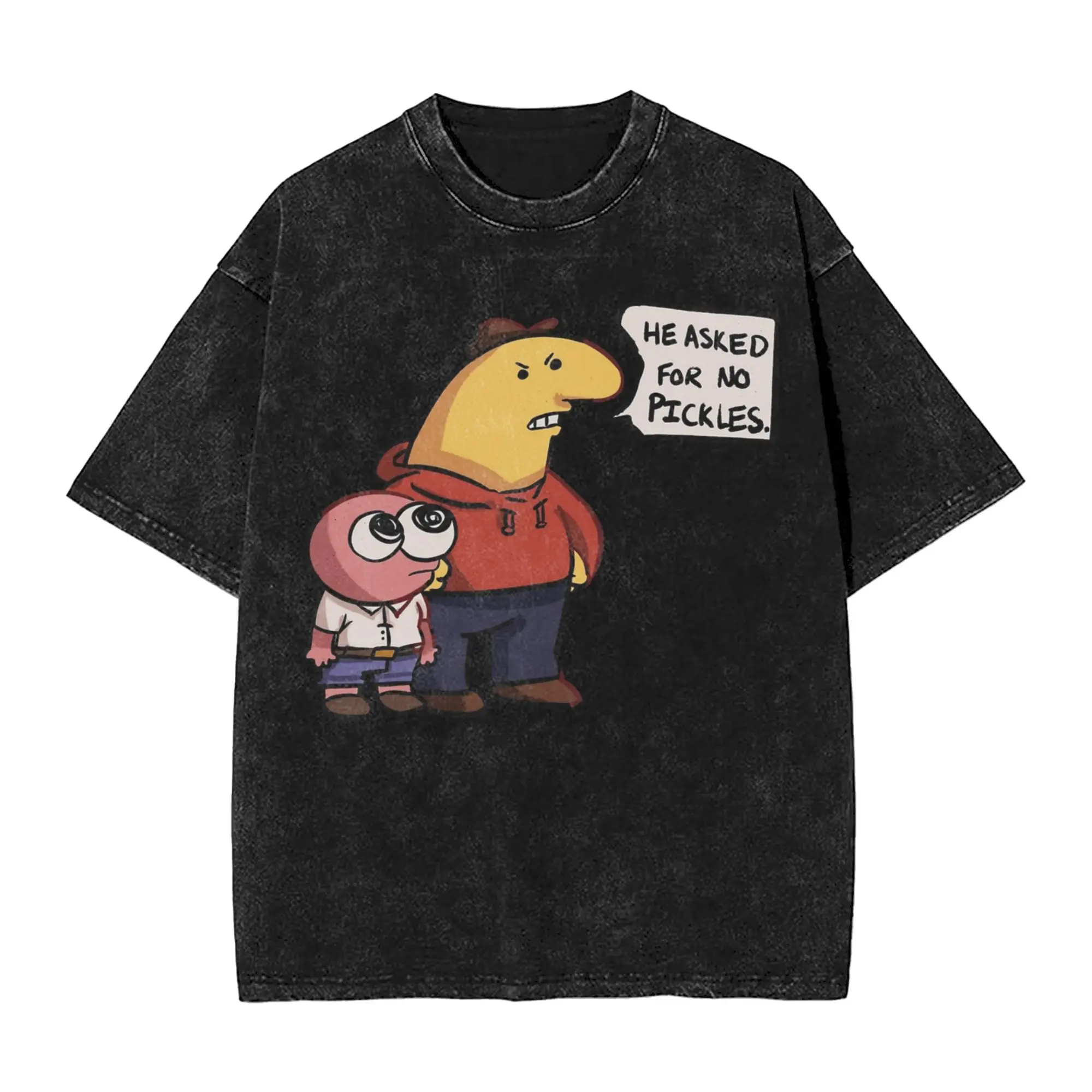 Smiling Friends Pim and Charlie Funny Washed T Shirt Man Vintage Cotton T-Shirts Beach Novelty Tee Shirt Design Plus Size Tops
