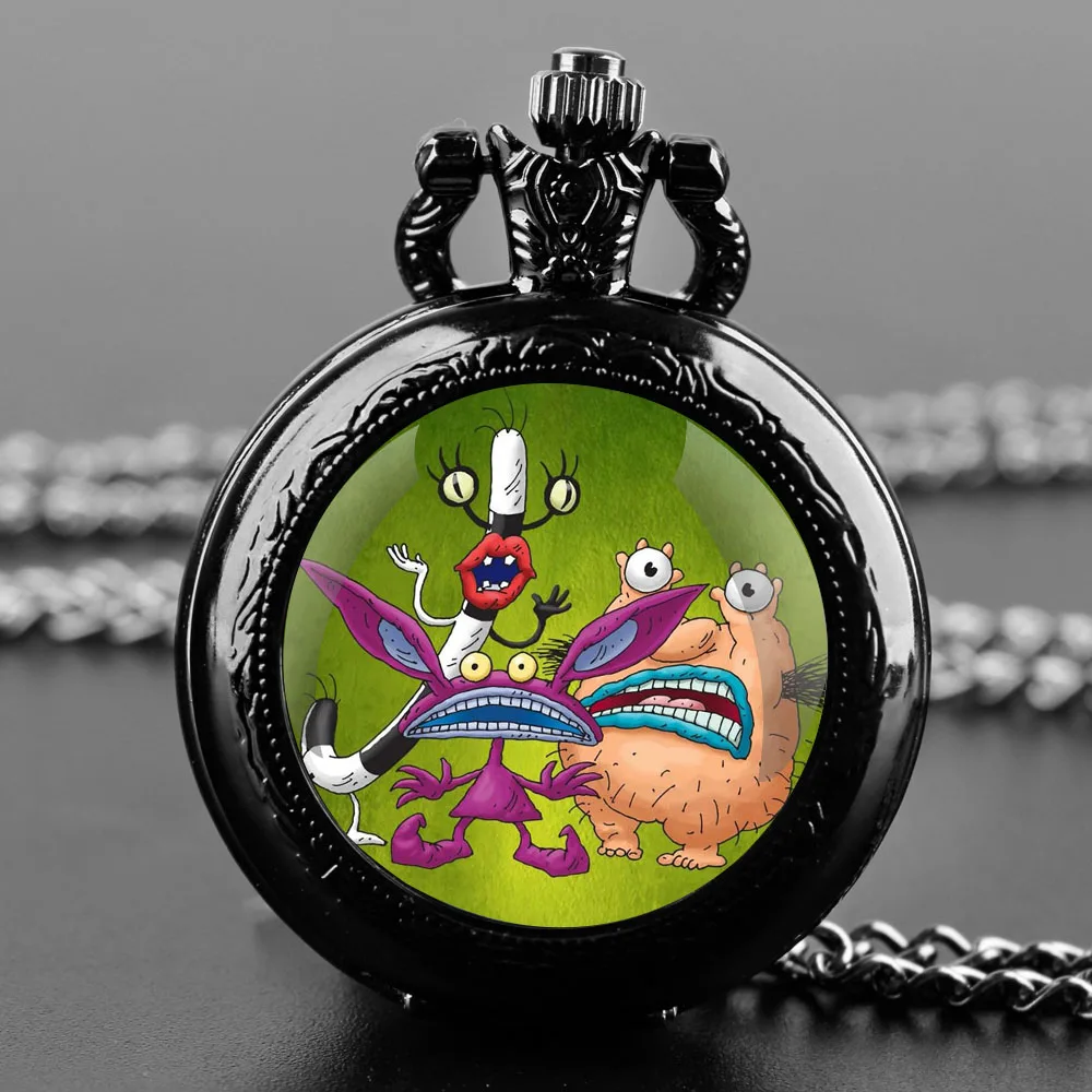 Cartoon Glass Dome Quartz Pocket Watch Arabic Numeral Dial Necklace Pendant Clock for Men Women Kids