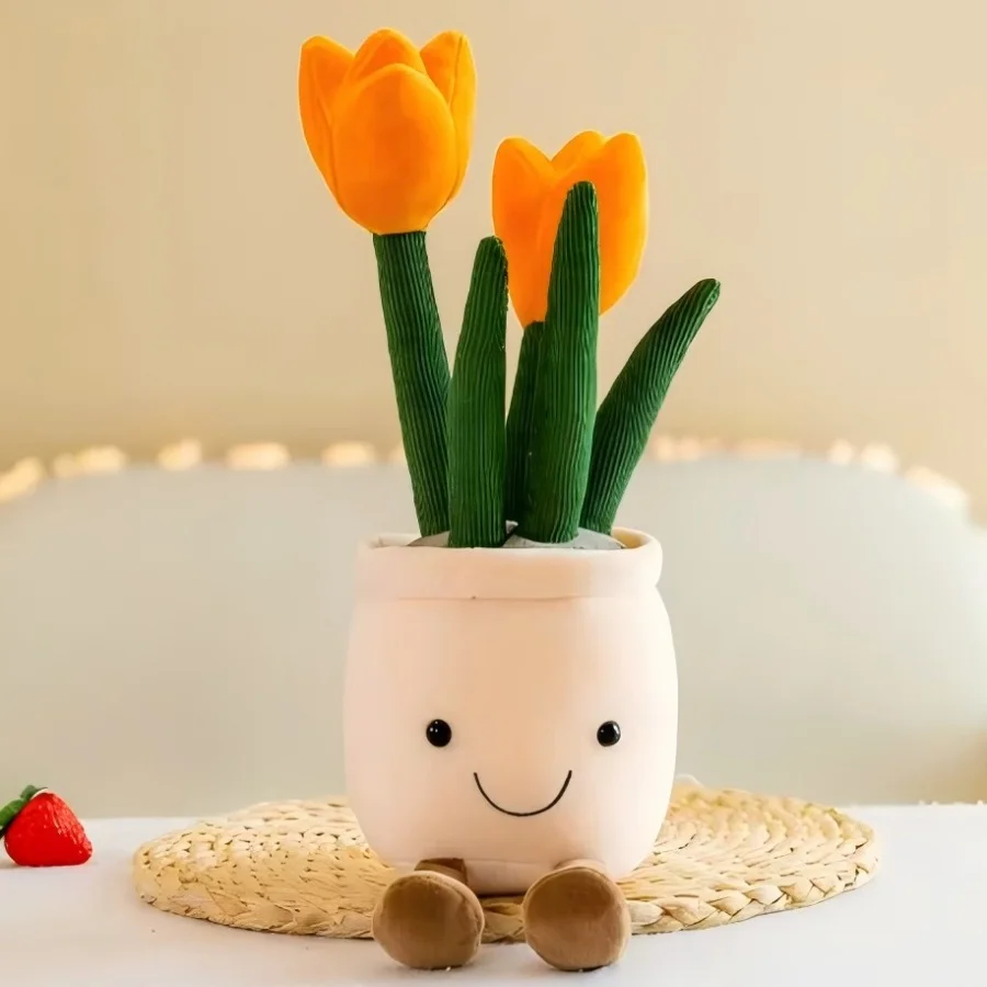 @@Lifelike Tulip Succulent Plants Plush Stuffed Toys Vrious Potted Flower Cactus Bookshelf Home Living Room Decor For Girl Gift
